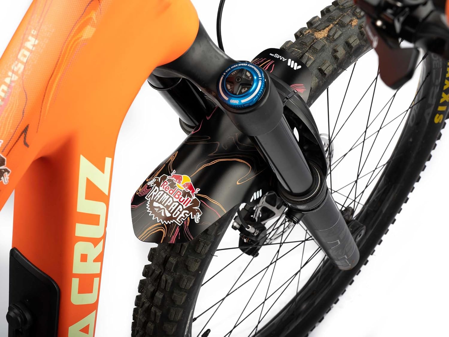 All Mountain Style AMS Bicycle Front Mudguard - Fits 26" / 27.5" / 29" Red Bull Ram