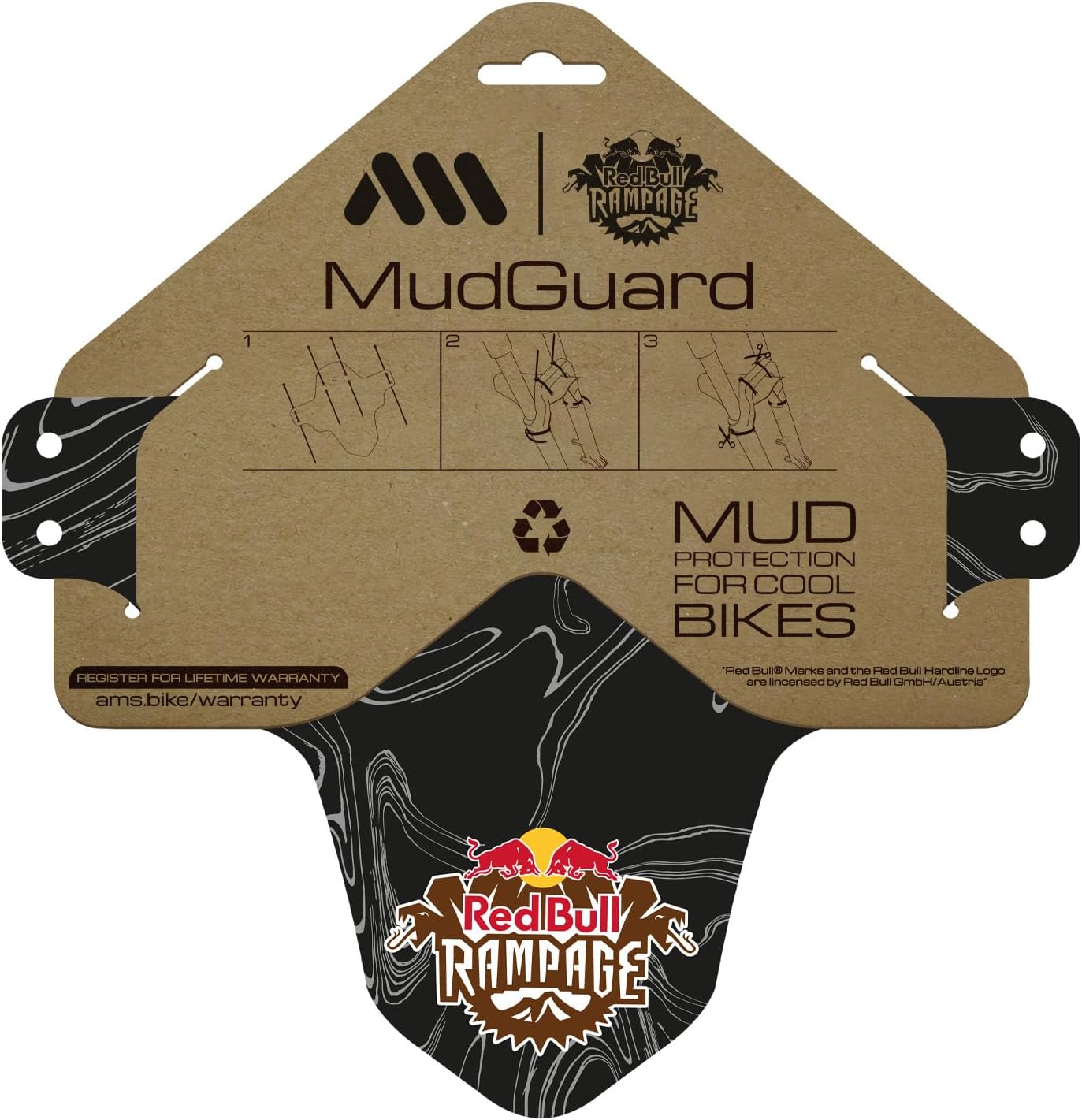 All Mountain Style AMS Bicycle Front Mudguard - Fits 26" / 27.5" / 29" Red Bull Ram