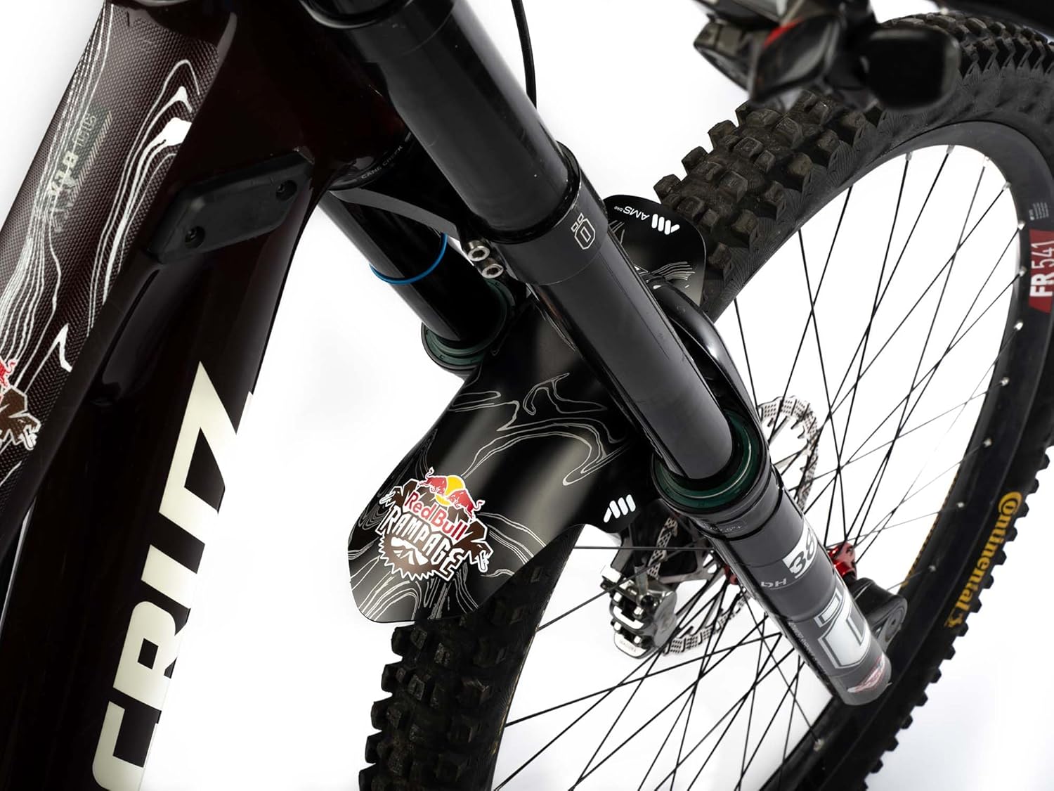 All Mountain Style AMS Bicycle Front Mudguard - Fits 26" / 27.5" / 29" Red Bull Ram