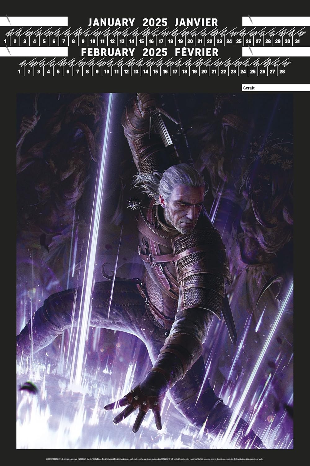 Calendrier Portfolio 2025 The Witcher (2025): 8 premium posters, de janvier à décembre