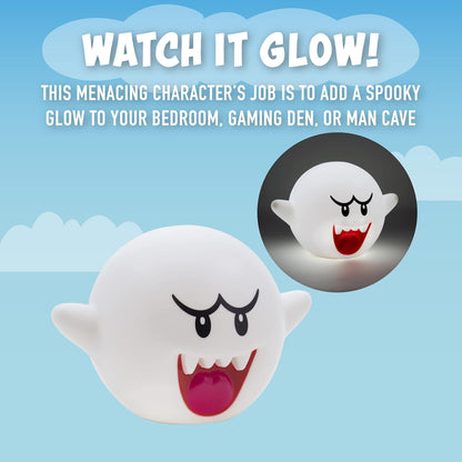 Paladone Super Mario Bros Official Licensed Nintendo Boo Light with Mario Sounds, Adult, Gaming Room Decor Night Light with Music, 4.7 inches