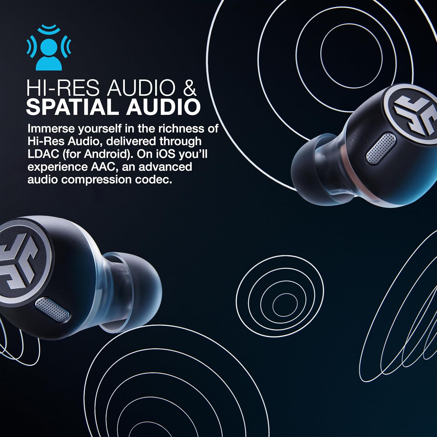 JLab Epic Lab Edition Smart Active Noise Cancelling Earbuds with Hybrid Dual Drivers, Bluetooth LE Audio, Spatial Audio, 56+ Hours Playtime, IP55 True Wireless Earbuds, Wireless or USB-C Charging