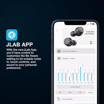 JLab Epic Lab Edition Smart Active Noise Cancelling Earbuds with Hybrid Dual Drivers, Bluetooth LE Audio, Spatial Audio, 56+ Hours Playtime, IP55 True Wireless Earbuds, Wireless or USB-C Charging