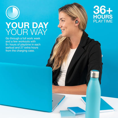 JLab JBuds Air Pro True Wireless Earbuds, In Ear Headphones with Tile Tracker Built-in, Ear Buds with 36H Playtime, Bluetooth Earbuds with Microphone, USB Charging Case, Dual Connect, EQ3 Sound