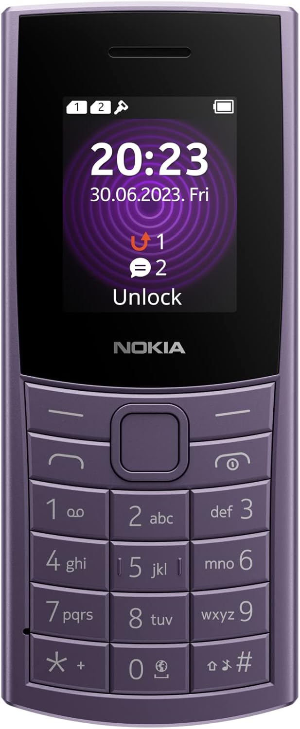 Nokia 110 4G Feature Phone With Camera, Bluetooth, FM radio, MP3 player, MicroSD, Long-Lasting Battery, and Pre-loaded Games, Dual Sim