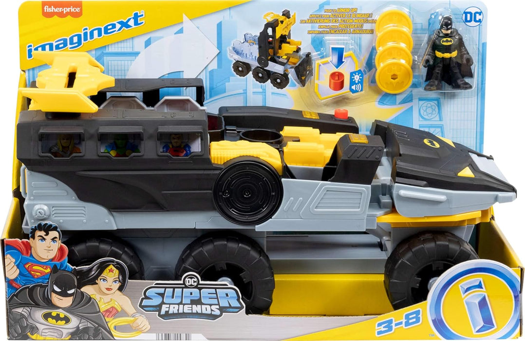 Fisher-Price Imaginext DC Super Friends Batman Toys Transforming Bat-Tank with Lights Sounds Figure & Projectiles for Preschool Kids Ages 3+ Years, HVY04