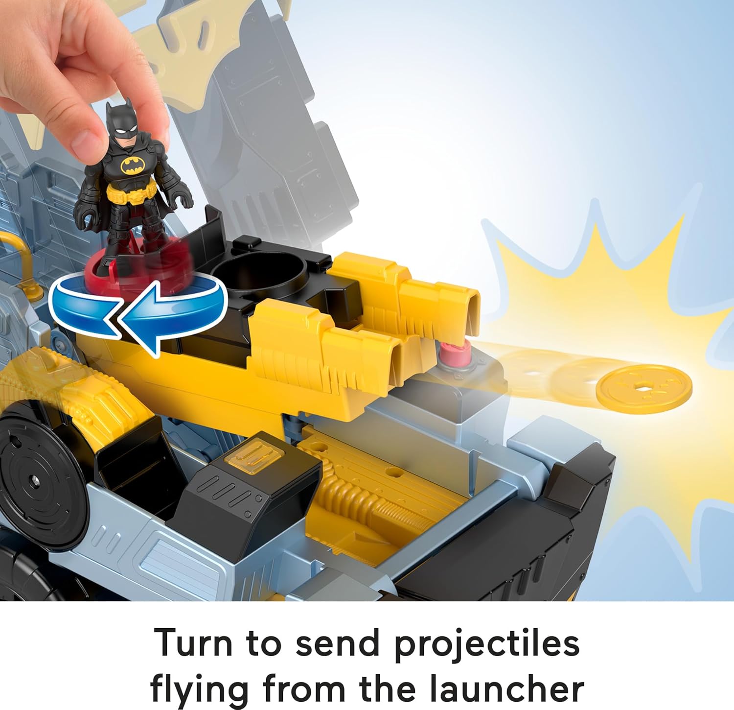 Fisher-Price Imaginext DC Super Friends Batman Toys Transforming Bat-Tank with Lights Sounds Figure & Projectiles for Preschool Kids Ages 3+ Years, HVY04