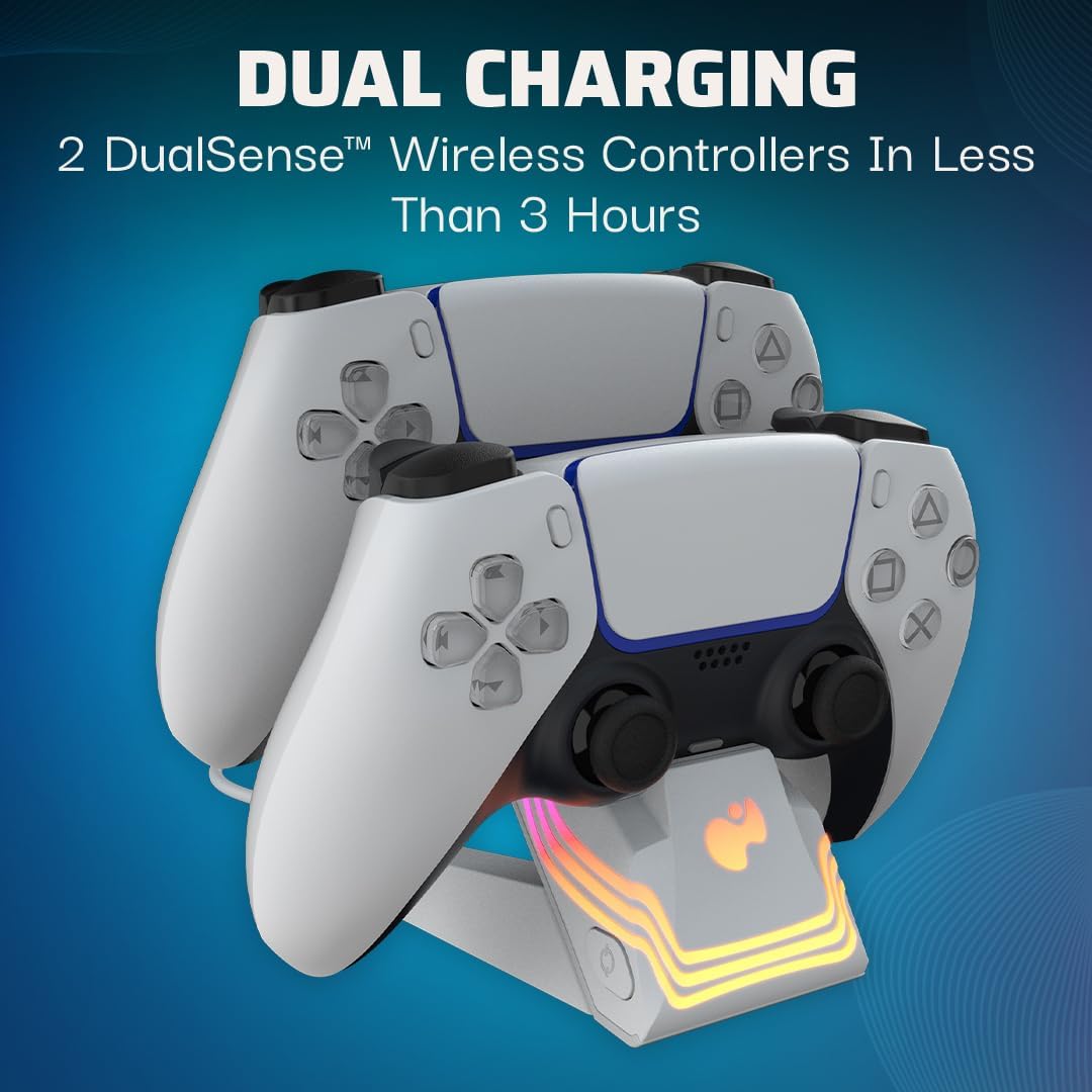 Pdp Ps5 Afterglow Wave Dual Charger White