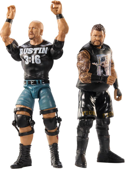 Mattel WWE Main Event Championship Showdown 2-Pack Action Figures & Accessory, Series #20 “Stone Cold” Steve Austin vs Kevin Owens Collectible Set, JCV70
