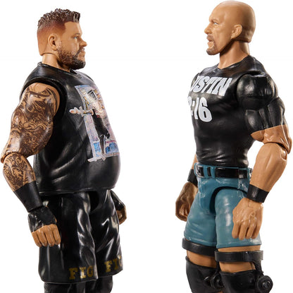 Mattel WWE Main Event Championship Showdown 2-Pack Action Figures & Accessory, Series #20 “Stone Cold” Steve Austin vs Kevin Owens Collectible Set, JCV70