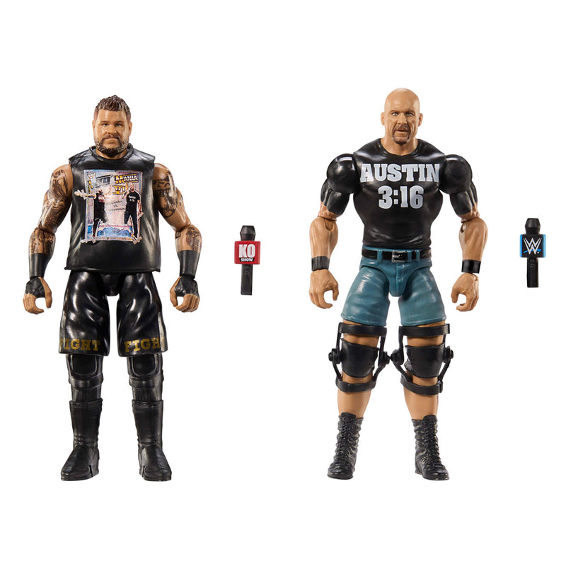 Mattel WWE Main Event Championship Showdown 2-Pack Action Figures & Accessory, Series #20 “Stone Cold” Steve Austin vs Kevin Owens Collectible Set, JCV70