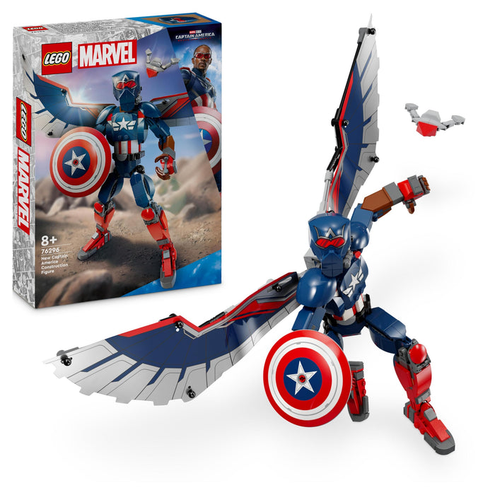 LEGO Marvel New Captain America Construction Figure, Super Hero Action Set with Shield and Drone, Building Toy for 8 Plus Year Old Boys & Girls, Avengers Birthday Gift Idea 76296