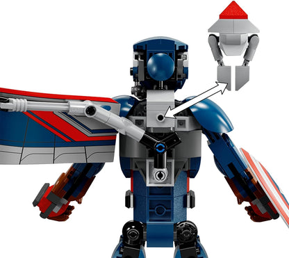 LEGO Marvel New Captain America Construction Figure, Super Hero Action Set with Shield and Drone, Building Toy for 8 Plus Year Old Boys & Girls, Avengers Birthday Gift Idea 76296