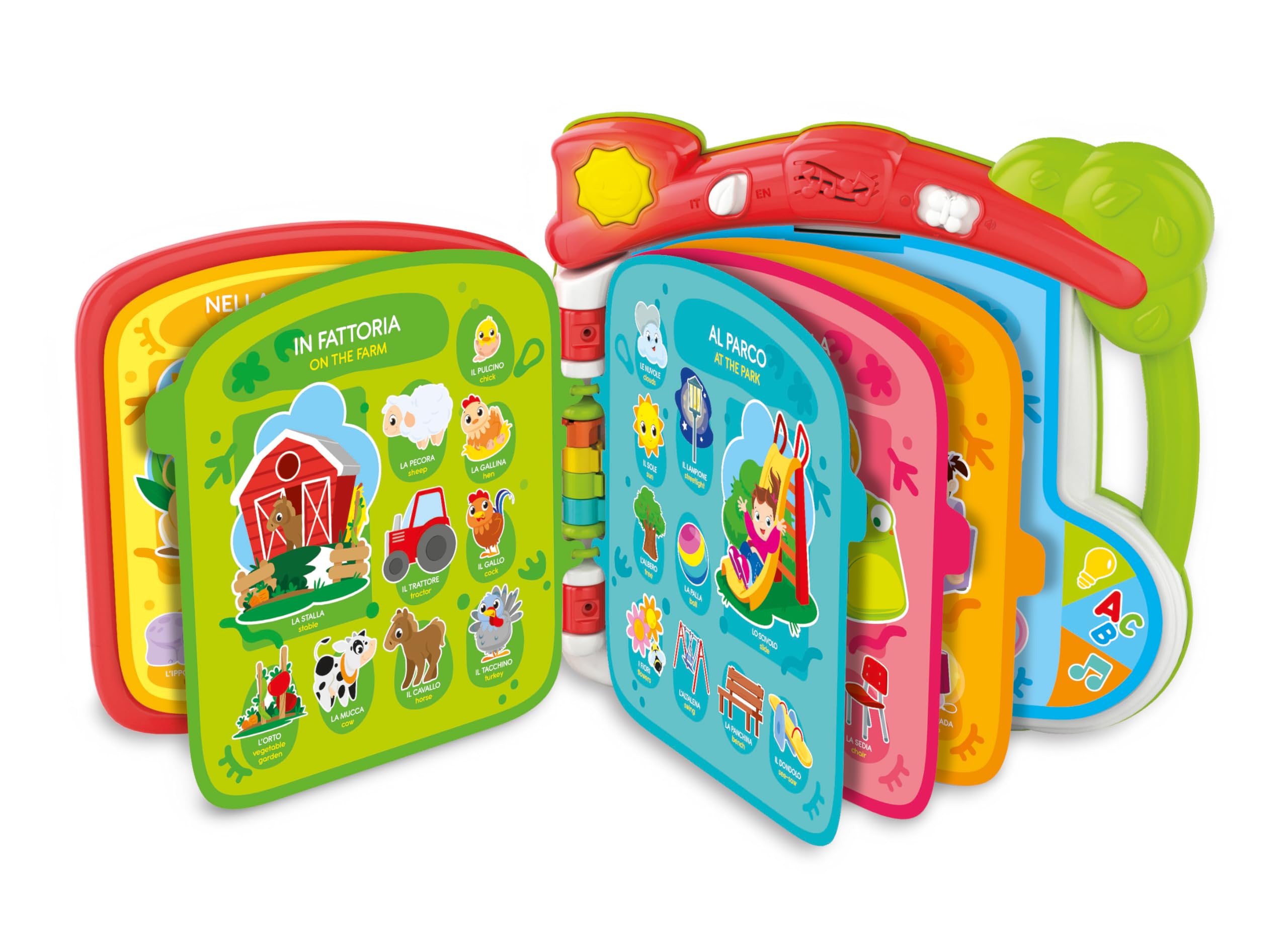 Clementoni - Baby Scopro The World in 100 Interactive, 1 Year Electronic Speaking Book for Children, Educational Book, Bilingual, Tactile Sound, Teaches Italian and English, Learn New Words