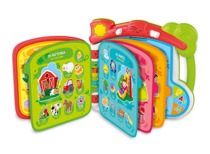 Clementoni - Baby Scopro The World in 100 Interactive, 1 Year Electronic Speaking Book for Children, Educational Book, Bilingual, Tactile Sound, Teaches Italian and English, Learn New Words