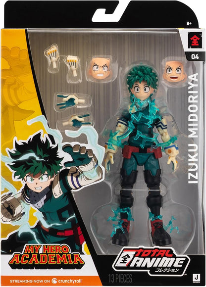 Total Anime My Hero Academia Izuku Midoriya - 6.5-Inch Figure with Swappable Faceplates, Alternate Hands, and Energy Effects