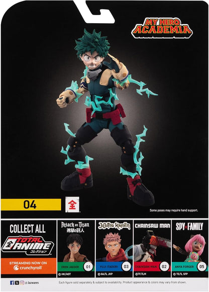 Total Anime My Hero Academia Izuku Midoriya - 6.5-Inch Figure with Swappable Faceplates, Alternate Hands, and Energy Effects