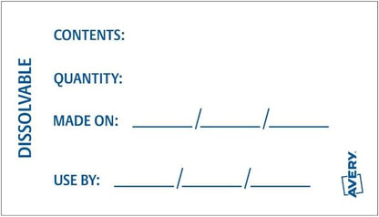 Avery Wash Off/Dissolvable Food Traceability Labels, 70 x 40 mm, 150 Labels, Whitewith Blue, Writable, Pre-Printed, Easy to Wash Off