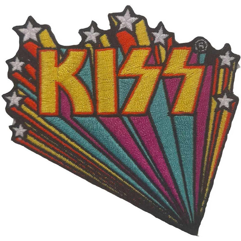 Kiss Patch Star Banners Band Logo Nuovo Ufficiale Nero Woven Iron On 90 X 90Mm
