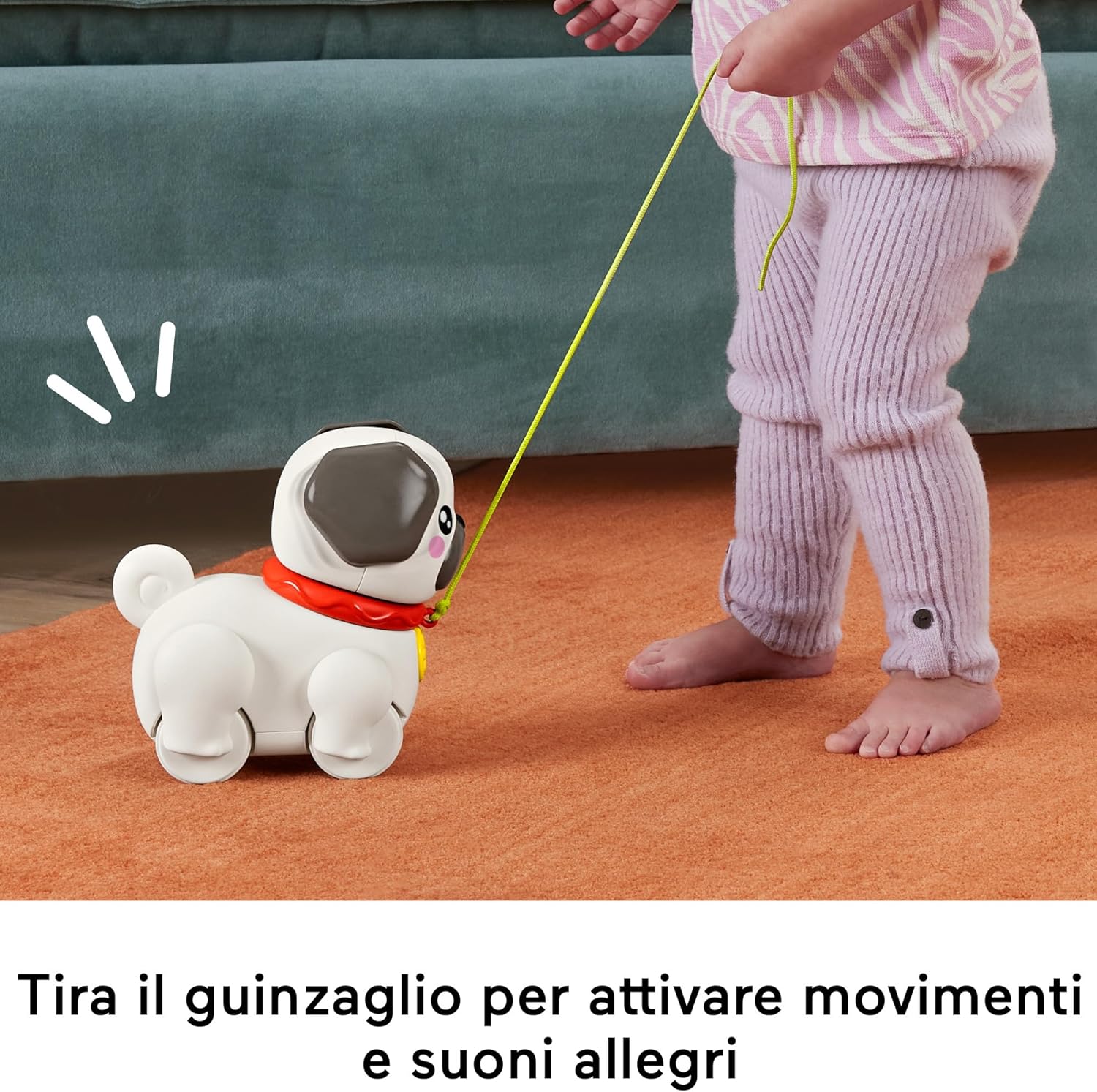Fisher-Price Baby & Toddler Pull Toy FP Pets Walk-The-Pup-Pug with Motion & Sounds for Kids Ages 12+ Months, HTW94