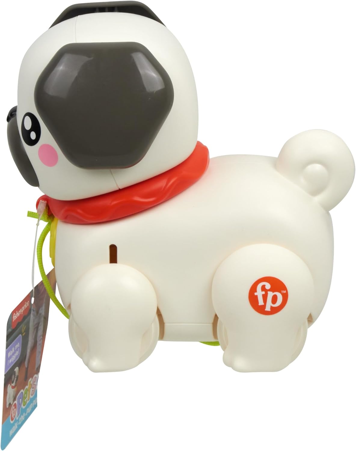 Fisher-Price Baby & Toddler Pull Toy FP Pets Walk-The-Pup-Pug with Motion & Sounds for Kids Ages 12+ Months, HTW94