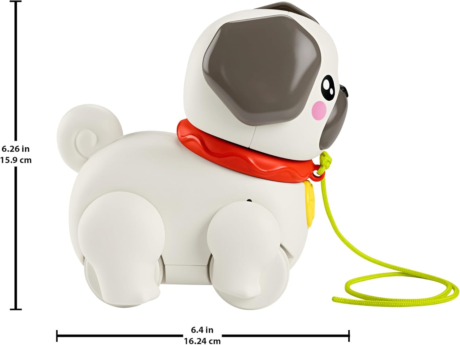 Fisher-Price Baby & Toddler Pull Toy FP Pets Walk-The-Pup-Pug with Motion & Sounds for Kids Ages 12+ Months, HTW94