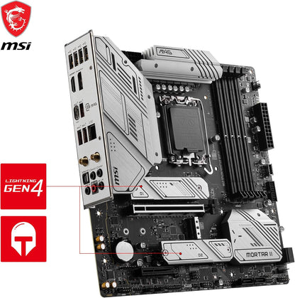 MSI MAG B760M MORTAR WIFI II Motherboard, mATX - Supports Intel 12th & 13th Gen Core Processors, LGA 1700 - DDR5 Memory Boost 7800+MHz/OC, 1x PCIe 5.0 x16, 3 x M.2 Gen4, 2.5G LAN, Wi-Fi 6E
