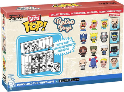 Funko Bitty Pop! Retro Toys - Mr. Monopoly 4PK and A Surprise Mystery Mini Figure - 0.9 Inch (2.2 Cm) - Transformers Classic Collectable - Stackable Display Shelf Included - Gift Idea