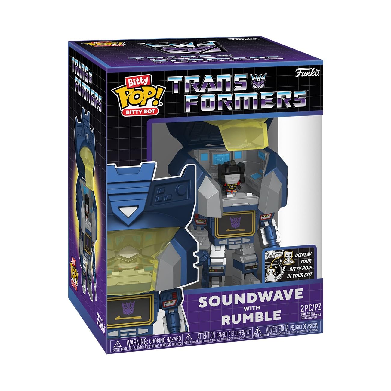 Funko Bitty Bots: Transformers - Soundwave with Rumble! Bitty POP! - 0.9 Inch (2.2 Cm) - Transformers Classic - 0.9 Inch & 4.85 Inch - Collectable - Gift Idea - Display