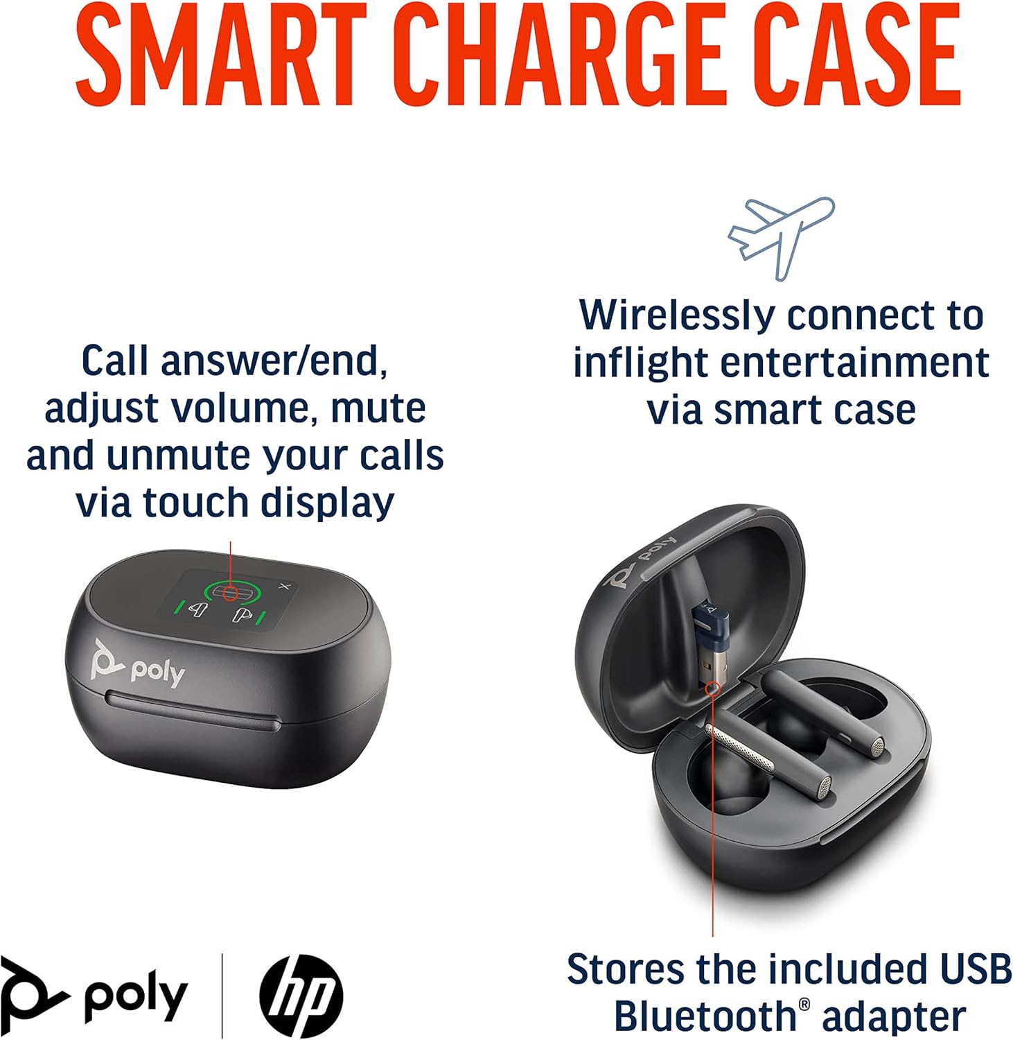 Poly Voyager Free 60+ True Wireless Earbuds – Noise-Canceling Mics for Clear Calls – Active Noise Canceling (ANC) – Smart Charge Case w/Touch Controls–Works w/iPhone, Android, PC/Mac, Zoom,Teams–Black
