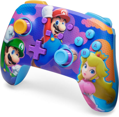 PowerA Enhanced Wireless Controller for Nintendo Switch, Switch Lite & OLED Model, Rechargeable Bluetooth Gamepad with up to 30 Hours of Play Time, Official: Mario; Color Splash Heroes
