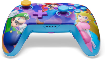 PowerA Enhanced Wireless Controller for Nintendo Switch, Switch Lite & OLED Model, Rechargeable Bluetooth Gamepad with up to 30 Hours of Play Time, Official: Mario; Color Splash Heroes