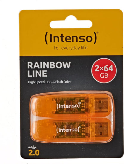 Intenso Rainbow Line 2x 64GB USB 2.0 Flash Drive Twin Pack Orange 64 GB - 2er Pack