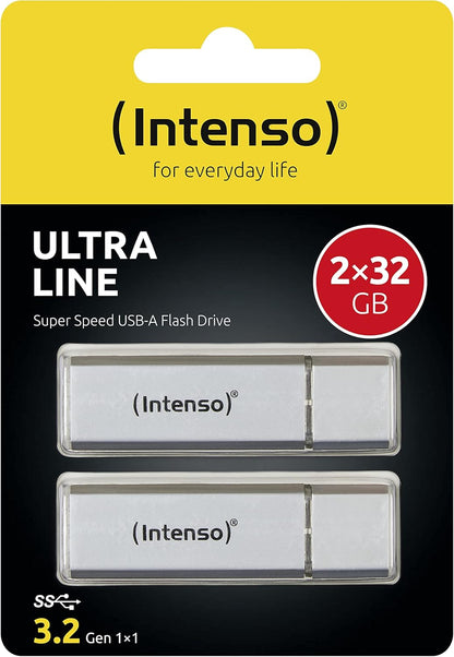 Intenso Ultra Line 2x 32GB Memory Stick USB 3.2 Gen 1x1 Silver 2x 32 GB - USB 3.2 silver