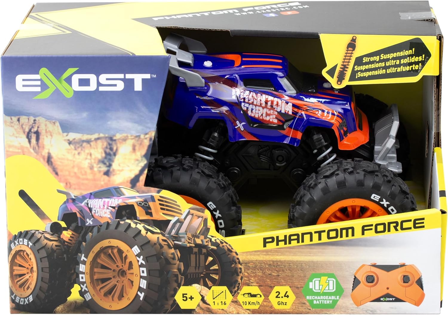 EXOST - Ferngesteuertes Auto Phantom Force 1/16-2.4Ghz - Violett - Orange - 28,5 cm
