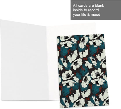 White Blue Flowers Greeting Cards with Envelopes Cute Blank Note Cards Thank You Cards Pink-Style
