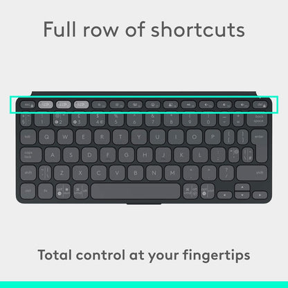 Logitech Keys-To-Go 2 Portable Bluetooth Keyboard for Tablet With Built-in Cover, Slim and Compact Wireless Keyboard for Windows, Android, Linux, iPad, iPhone, Mac, Apple TV, QWERTY UK - Graphite