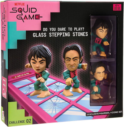 IMC Toys Squid Game Challenge Glass Tile Spiel aus der Netflix-Serie, Herausforderungen zum Spielen und Ausstellen, inklusive Mini-Set und Figuren, Spiel für Erwachsene ab 17 Jahren