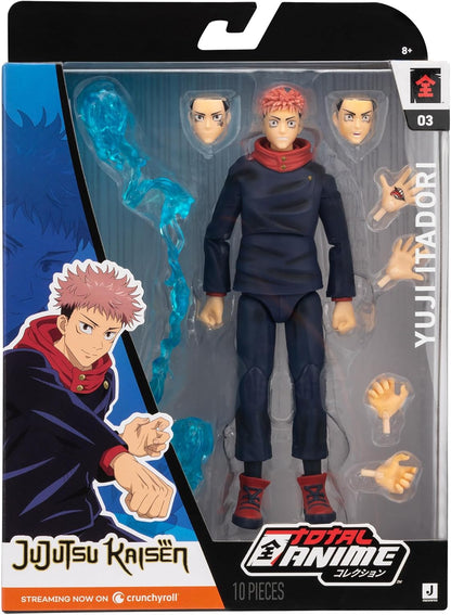 Total Anime Jujutsu Kaisen Yuji Itadori - 6.5-Inch Figure with Swappable Faceplates, Alternate Hands, and Energy Effects
