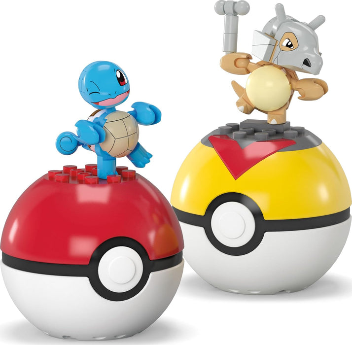 MEGA Pokémon Building Toys Set Squirtle & Cubone with 45 Pieces, 2 Poseable Characters and Poké Ball, 2 Inches Tall, for Kids, HXP15