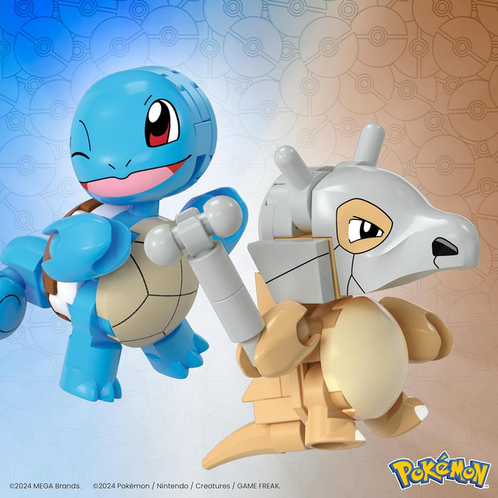 MEGA Pokémon Building Toys Set Squirtle & Cubone with 45 Pieces, 2 Poseable Characters and Poké Ball, 2 Inches Tall, for Kids, HXP15