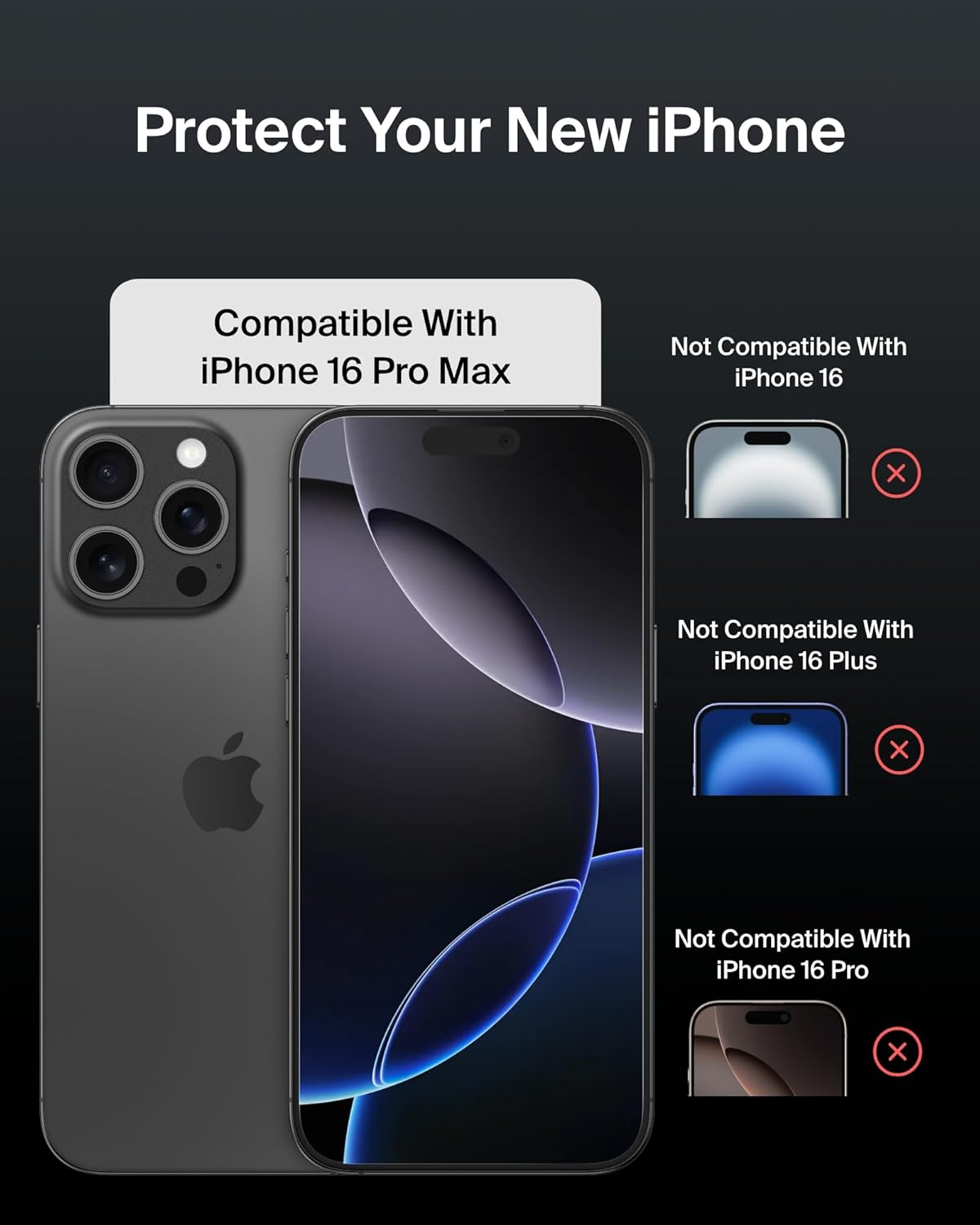 Belkin ScreenForce UltraGlass 2 iPhone 16 Pro Max Screen Protector, scratch-resistant, 9H hardness tested glass, slim design, with bubble-free application, full screen coverage for iPhone 16 Pro Max