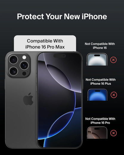 Belkin ScreenForce UltraGlass 2 iPhone 16 Pro Max Screen Protector, scratch-resistant, 9H hardness tested glass, slim design, with bubble-free application, full screen coverage for iPhone 16 Pro Max