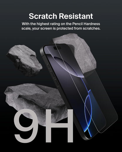 Belkin ScreenForce UltraGlass 2 iPhone 16 Pro Max Screen Protector, scratch-resistant, 9H hardness tested glass, slim design, with bubble-free application, full screen coverage for iPhone 16 Pro Max