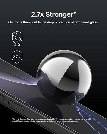 Belkin ScreenForce UltraGlass 2 iPhone 16 Pro Max Screen Protector, scratch-resistant, 9H hardness tested glass, slim design, with bubble-free application, full screen coverage for iPhone 16 Pro Max
