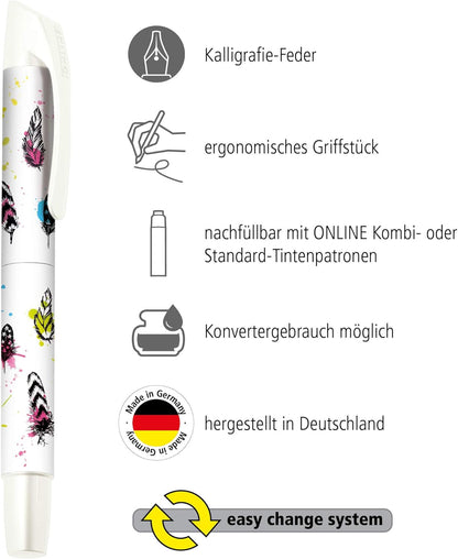 Best Writer Calligraphy Pen Campus Girls Coloured Feather