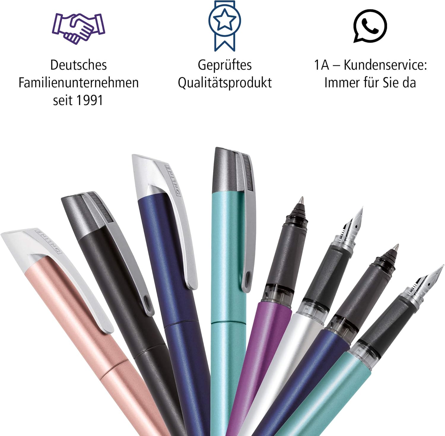 Online Ergonomic fountain pen for school/college - Campus Rosegold - solid medium nib, soft grip part, for standard ink cartridges, refillable, for beginners/pupils/students/adults
