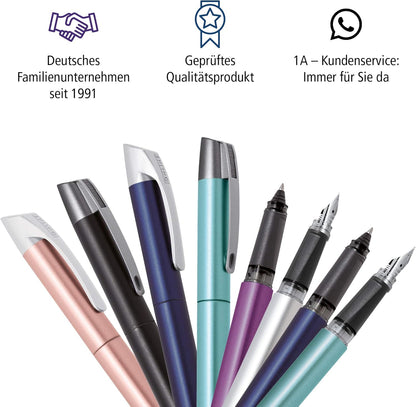 Online Ergonomic fountain pen for school/college - Campus Rosegold - solid medium nib, soft grip part, for standard ink cartridges, refillable, for beginners/pupils/students/adults