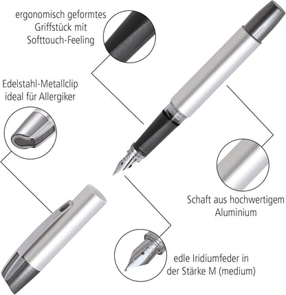 Online Ergonomic fountain pen for school/college - Campus Rosegold - solid medium nib, soft grip part, for standard ink cartridges, refillable, for beginners/pupils/students/adults