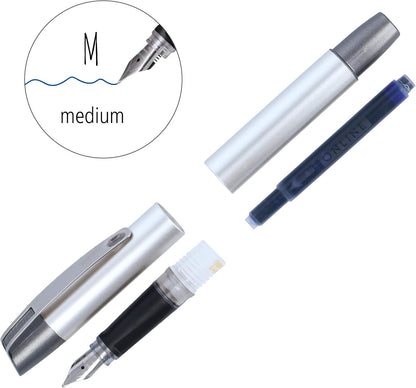 Online Ergonomic fountain pen for school/college - Campus Rosegold - solid medium nib, soft grip part, for standard ink cartridges, refillable, for beginners/pupils/students/adults